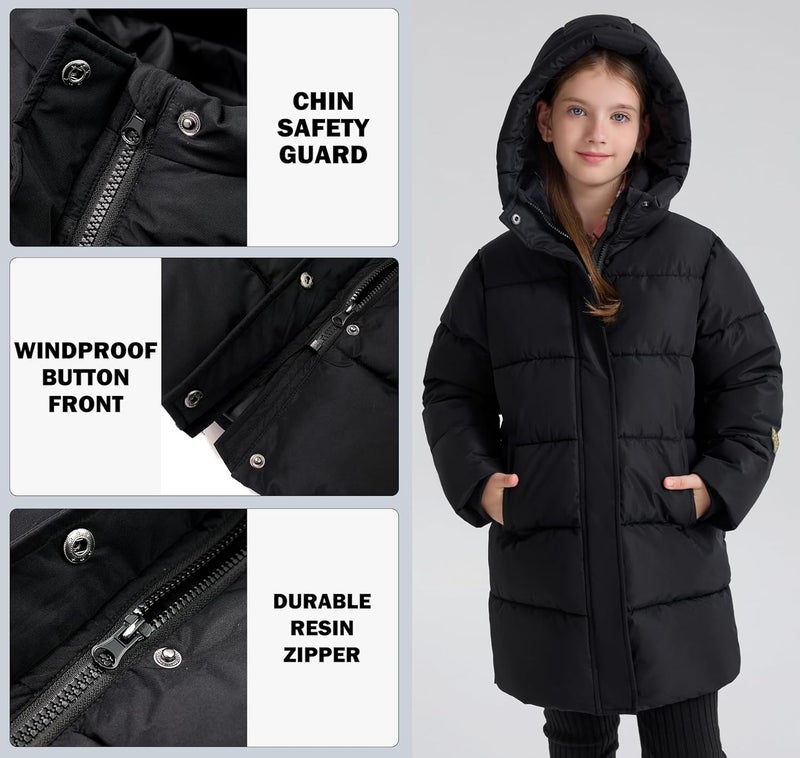 SOLOCOTE Boys Winter Coat – Heavyweight Water-Resistant Elastic Cuffs Soft Lining with Hooded Puffer Parka - Image 4